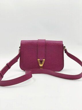 Saint Laurent YSL Chyc Crossbody Bag Pink Leather Gold Y Logo
